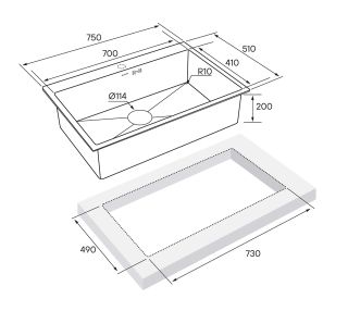 Мойка кухонная Paulmark Kroner PM217551-GM воронёная сталь